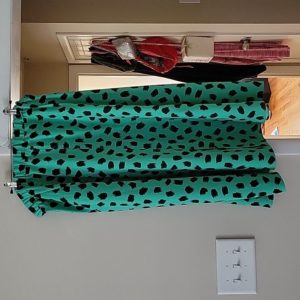 Green and Black Patterned Women's Skirt